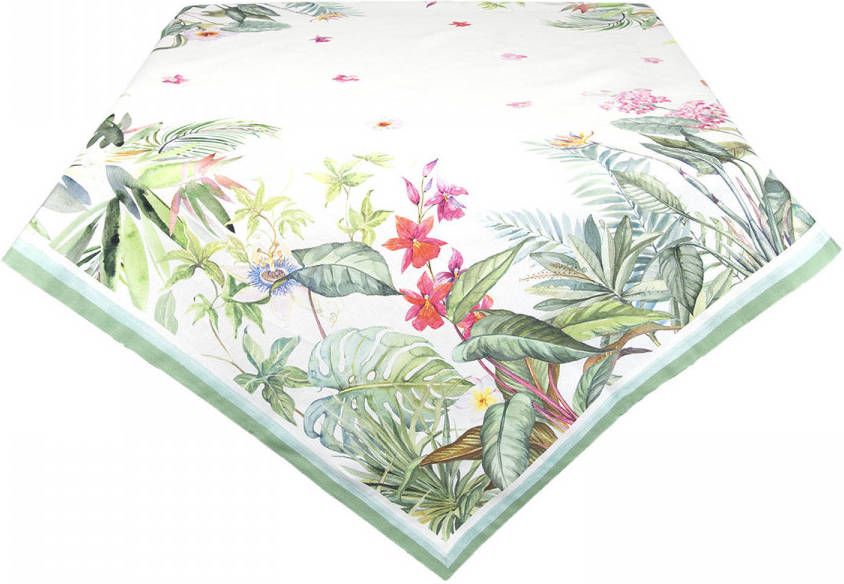 Clayre & Eef Tafelkleed 150x250 cm Wit Rood Katoen Rechthoek Jungle online kopen