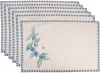 Clayre & Eef Placemats Set Van 6 48x33 Cm Beige Blauw Katoen Rechthoek Bosbessen Tafelmat Beige Tafelmat online kopen