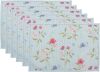 Clayre & Eef Placemats Set Van 6 48x33 Cm Blauw Groen Katoen Rechthoek Bloemen Tafelmat Blauw Tafelmat online kopen