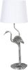 Clayre & Eef Tafellamp Ø 25x58 Cm Zilverkleurig Kunststof Rond Bureaulamp Nachtlampje Zilverkleurig Bureaulamp online kopen