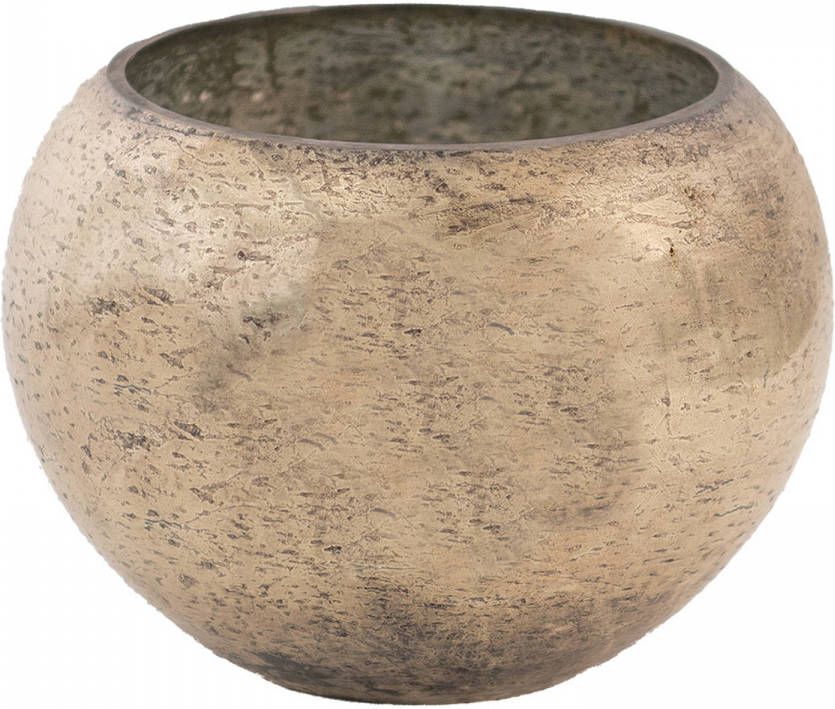 Clayre & Eef Theelichthouder Ø 19x14 Cm Zilverkleurig Glas Rond Waxinelichthouder Windlichthouder Decoratieve online kopen