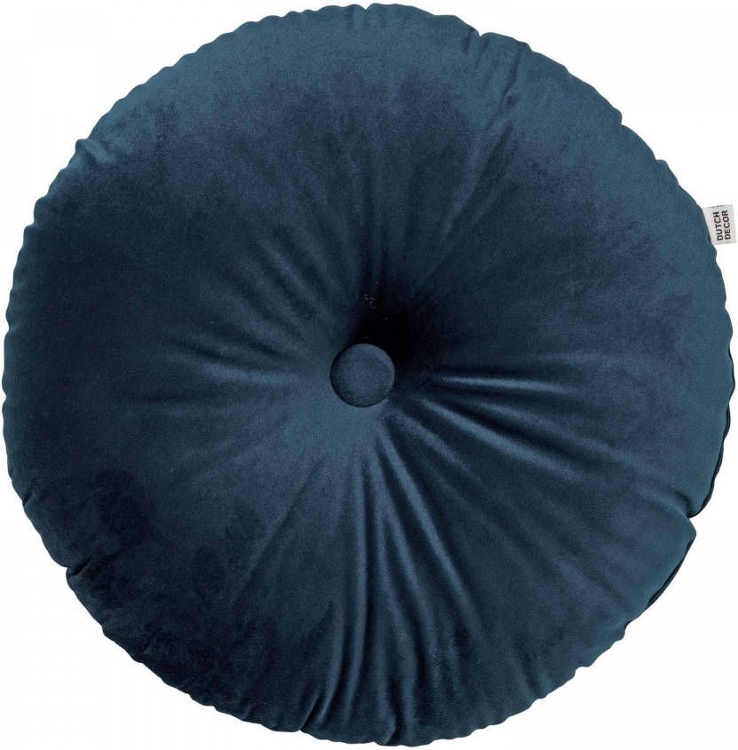 Dutch Decor Olly Sierkussen Rond Velvet Insignia Blue 40 Cm Blauw Blauw online kopen