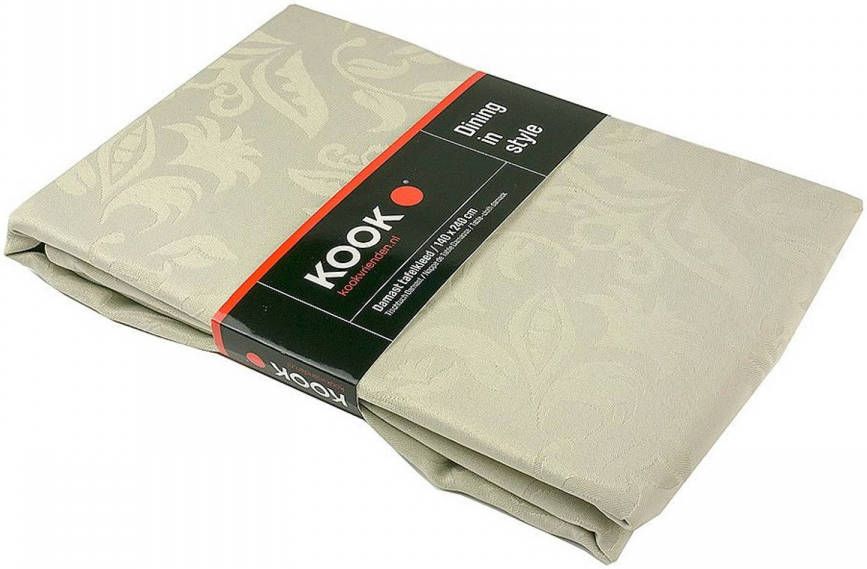 KOOK Tafelkleed 140 x 240 cm Damast Polyester Wit online kopen