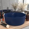 VidaXL Wastafel met overloop 36x13 cm keramiek mat donkerblauw online kopen