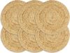 VidaXL Placemats 6 st rond 38 cm jute natuurlijk online kopen