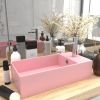 VidaXL Wastafel wandmontage met overloop keramiek mat roze online kopen